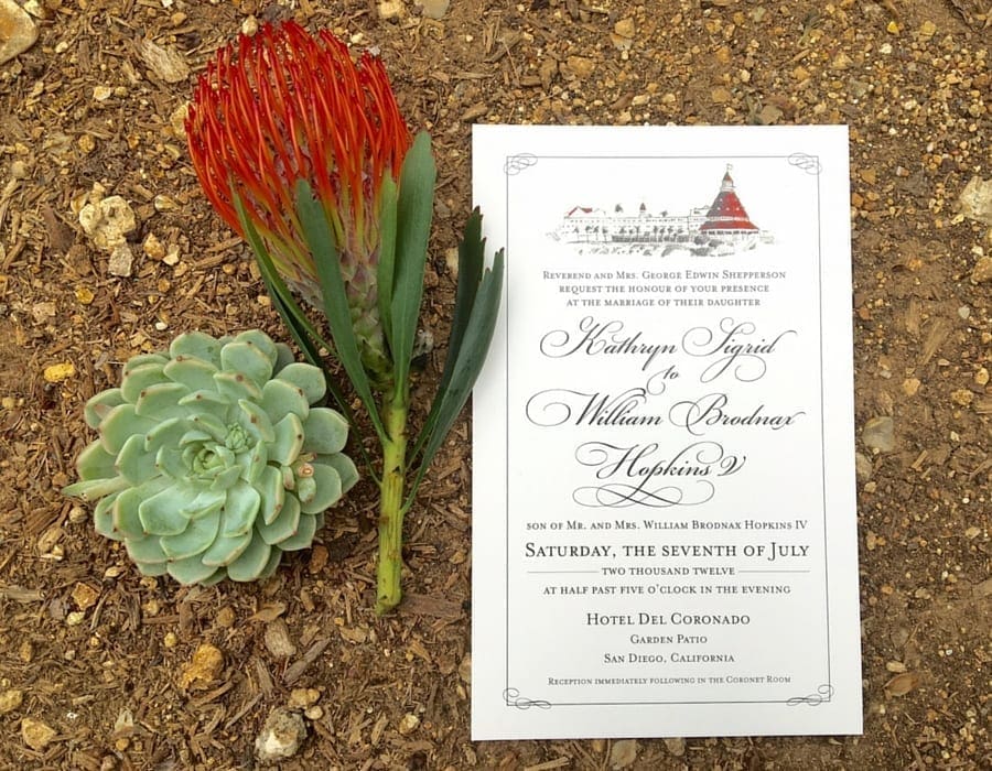 Hotel Del Coronado Wedding Invitation