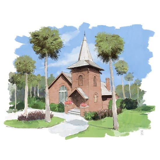 Illustrated Wedding - Jekyll Island's Historic Faith Chapel